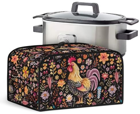 Uorisanigo Crock for Pot Cover Chicken Floral Kitchen Washable Appliance Cover Oval Slow Cooker Cover Keep Kitchen Appliance Clean
