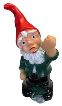 Sparfroh Gartenzwerg wütend drohend schimpfend