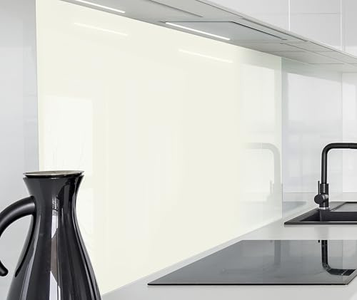 timalo Herd Spritzschutz Wand Platte Spüle, Küche Küchenrückwand Glasoptik | Acryl Glas 2mm | Glasrückwand Acrylglas Rückwandschutz Uni unifarben einfarbig | 80x50cm Cream, Creme
