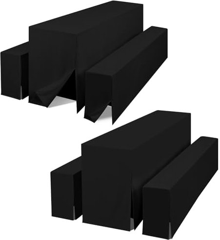 YMHPRIDE Zwei 3er-Set Bierbank Husse & Biertisch Husse – 3 TLG. Polyester Biertischhusse für Bierzeltgarnitur Bierbank-Hussen & Biertisch-Husse Set für Bankette im Freien (Schwarz)