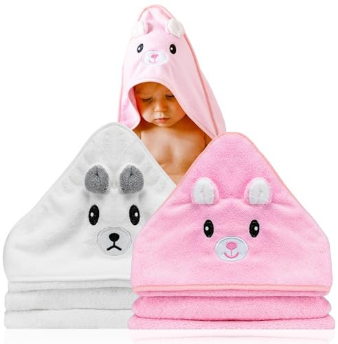 2 Stück Babyhandtuch mit kapuze 80x80cm - Baby erstausstattung neugeborene - Kapuzenhandtuch baby mit Tieren - Baby erstausstattung - Baby badetuch - Bademantel baby mit tieren - Baby handtuch
