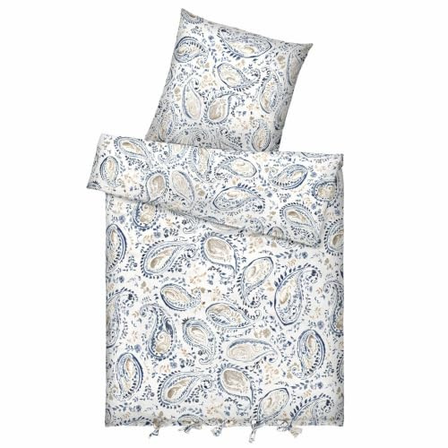 Loberon Bettwäsche Le Perron, blau/Creme | attraktives Paisley-Design, im Aquarellstil, mit Bindebändern, Schlafzimmertextilien, Baumwolle
