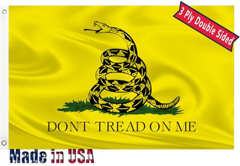 METDIRU Don't Tread On Me Flagge, 12,7 x 20,3 cm, doppelseitig, Gadsden-Flagge für draußen, mit strapazierfähigem Segeltuchkopf und 2 Messingösen, Schlangenflaggen