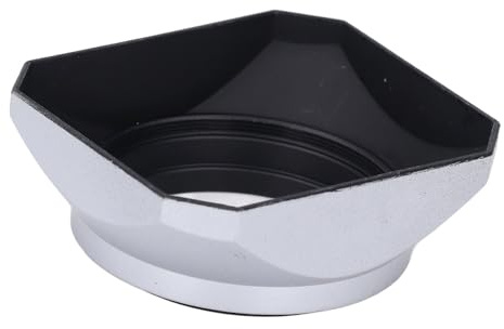 Metal Square Lens Hood,46mm Retro Lens Hood Shade,Reversible Lens Hood Shade for Digital Camera Mirrorless Camera,Silver
