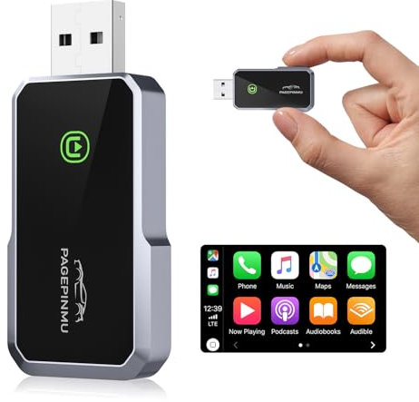 Adaptador CarPlay Inalámbrico - CarPlay Inalámbrico Mejorado para iPhone Convierte CarPlay Cableado de Fábrica a Inalámbrico, Plug & Play, Conexión Estable CarPlay Dongle para iOS 10+ (Tipo A+C)