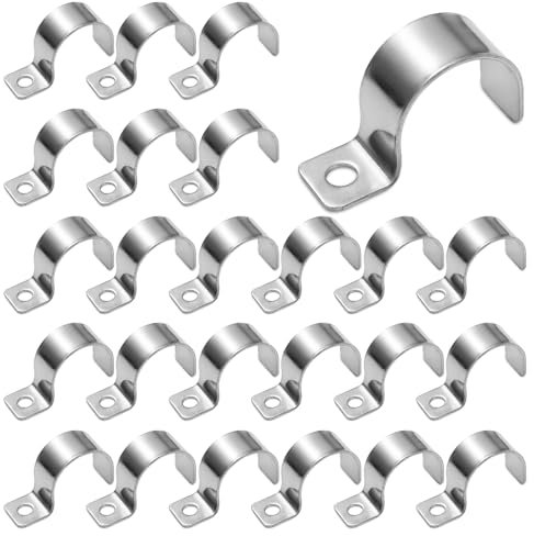 Fiotha Morsetti Per Tubi, 25 Pezzi U-Fascette Stringitubo Acciaio Inox Ø20 mm, Collari Per Tubi, Morsetti per Tubi Tondi, per Tubo Collari Per Tubi per Tubi Acqua, Gas, Tubi PVC (M20mm)