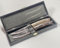 CUTTHRU Set of 2 Steak Knives Presented in a Luxurious Wooden Case, Croasion Resistant, Vivid and Smooth Polished Blade, Natural Rosewood Full Tang Handle