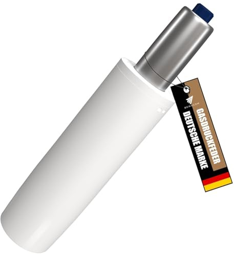 Bemacom Gasdruckfeder Bürostuhl Gasdruckdämpfer belastbar bis 200kg - Druckfeder Gasfeder Gaslift für Bürostuhl, Drehstuhl, Hocker, Barhocker, Chefsessel - 290-690mm Länge (430 mm Gesamtlänge Weiß)