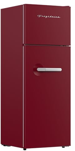 Frigidaire Retro Apartment Size Refrigerator with Top Freezer - 2 Door Fridge with 7.5 Cu Ft of Storage Capacity, Adjustable Spill-Proof Shelves, Door & Crisper Bins, Merlot