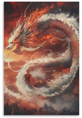 DHBANEIOK Loong Poster, DekoMausives Gemälde, Leinwand, Wandkunst, Wohnzimmer, Poster, Schlafzimmer, Gemälde 24x36inch(60x90cm)