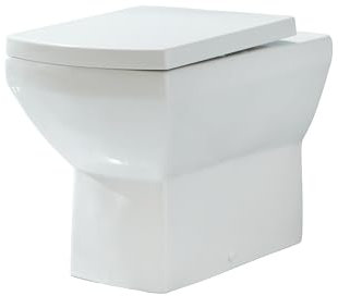 Milano Dalton Modern White Ceramic Back to Wall Toilet WC Pan Soft Close Seat
