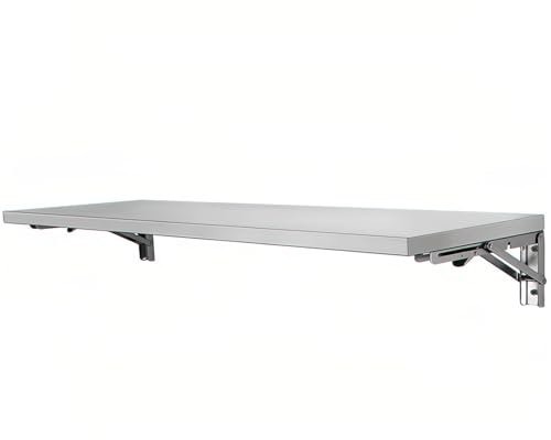 Wandklapptisch Aus Edelstahl, klappbarer Schreibtisch, Küchentisch für die Wand Bartisch, Kleiner Wandtisch, platzsparend, klapptisch küche, nähtisch klappbar(30 * 60cm/11.8 * 23.6inch)