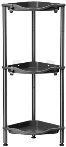 Lifewit Mensola Doccia a 3 Livelli senza Foratura, Organizzatore Angolo per Bagno in Plastica, Porta Sapone, Mobiletto da Bagno per Shampoo, gel Doccia e Prodotti per la Cura della Pelle, Nero