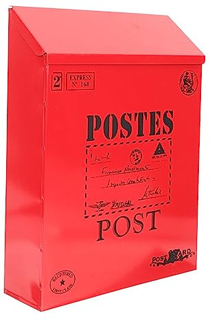 Abschließbarer Wandbriefkasten aus Eisen im Vintage Retro Stil Rot