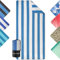 ZENACROSS Toalla Microfibra Grande XXL - Toallas de Playa y Piscina - Secado Rápido y Antiarena - Toalla Playa Fina y Compacta - 90x180cm - Blanco y Azul Claro
