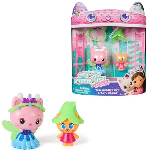 Gabby's Dollhouse: The Movie, Queen Kitty Fairy and Kitty Gnome, Toy Figures with 2 Accessories, Kids Toys for Girls and Boys Ages 3 and Up