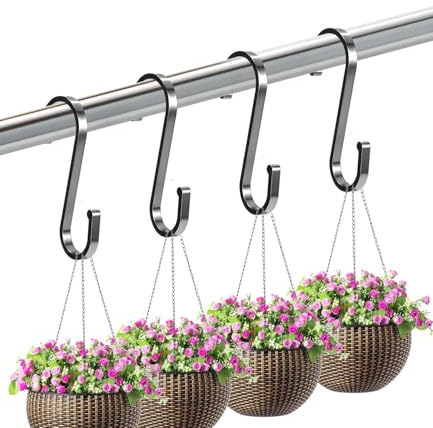 Goxiry 20 Stück S Haken Aluminium Haken zum Einhängen Küchenhaken S-Haken Groß Haken Schwarz Aufhängehaken ideal Küche Schrank Garten für Hängende Töpfe und Pfannen Kleidung Pflanzen