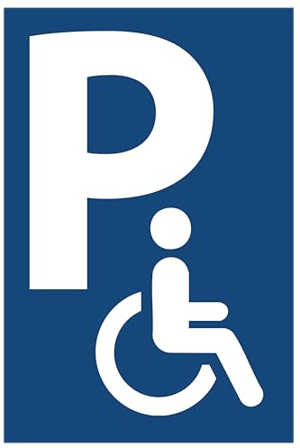 Panneau Parking pour handicapés » en aluminium/Dibond : dimensions : 300 x 450 mm, épaisseur : 3 mm