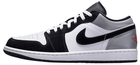 Air Jordan 1 Low SE Herrenschuhe (HF3148-106, White/Black/Matte Silver/Fire Red), Weiß/Schwarz/Mattsilber/Feuerrot, 41 EU