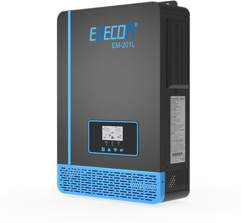 EDECOA 2000w Hybrid Wechselrichter 12v auf 230v 2000VA/2000W Solar Ladegerät MPPT 60A Reiner Sinus (Off-Grid) mit Batterieladegerät, Netzpriorität, Solarladeregler