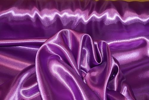 Stoff-Kollektion - Satin Stoff Meterware aus Polyester - Polyestersatin Glänzend & Doppelseitig 150cm breit – Ideal zum Nähen von Kostümen, für Bekleidung, als Dekostoff etc. (Violett)