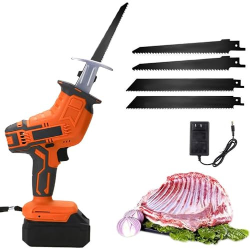 Electric Bone SawCordless Bone Saw MachineCommercial Electric Hand Saw Meat Cutter with Battery&LED Lightfor Bone/Meat/Wood/Metal/PVC Cuting