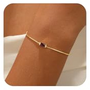VIROMY Januar–Dezember Geburtsstein Armbänder Gold für Damen | 14 Karat Vergoldet Zarte Boxkette Armbänder,Geburtstagsgeschenke für ihre Mutter Frau Freundin Jahrestag
