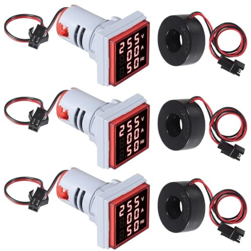 Bnnlqpsttg 3 Pezzi 3 in 1 60-500V 0-100A AC Amperometro Digitale Voltmetro, Display LED Rilevatore di Tensione Tester di Corrente Indicatore