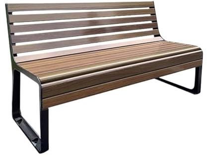 CJHFR472SG Patio Bänke Gartenbank for draußen, Holzstuhl mit Gestell aus Aluminiumguss, Stuhl mit Rückenlehne for Balkon, Terrasse, Park Hinterhof(Klein)