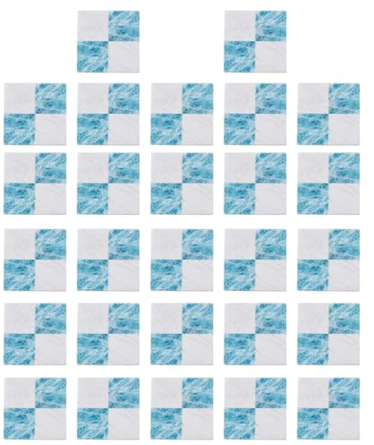 Enwye 27 Pcs Miniature Floor Tiles for Dollhouse Decor Tiny House Flooring Sheets for Dollhouse Accessories Craft Projects and Tiny House Decor Blue White