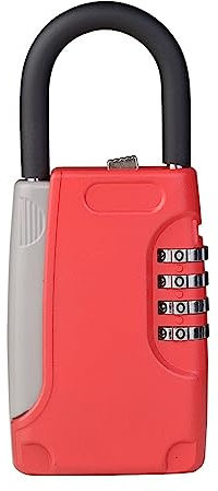 YQVEOT Safe Tresor, Mini-Schlüsselkasten mit Vorhängeschloss, mit Code, 4-stelliger Passwortkombination, sicheres Schloss mit Haken, Geheimbox aus Metall for die Sicherheit im Home Office(Rood)