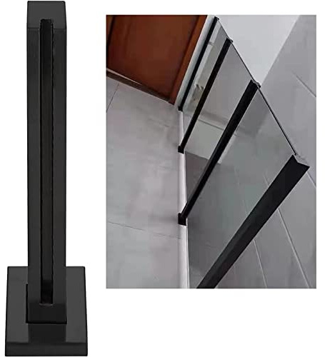 Schwarz Matt Edelstahl Geländer für Innen/Außen Terrassen Stabile Quadratische Metall Balustraden Glasgeländer Stützsystem Höhe 115cm