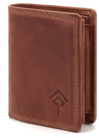 JOREY Slim Wallet Herren aus Echtleder – kleine Geldbörse im Hochformat mit RFID-Schutz – Geldbeutel kompakt aus Wasch-Leder (Bordo)