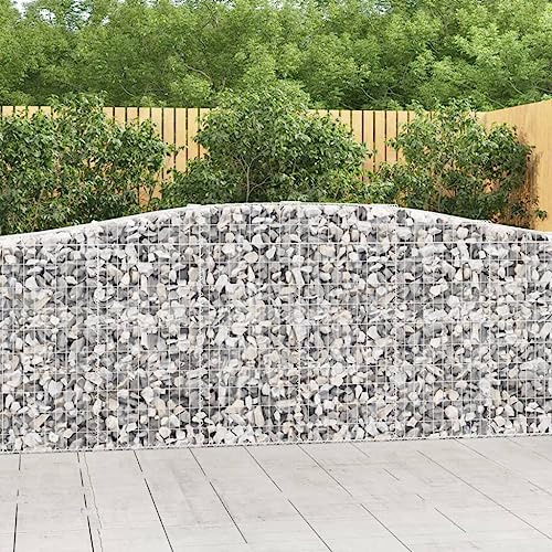 HaoChrymec Gabbioni ad Arco, in Ferro Zincato, con Ganci Rinforzati, Gabbione Pietra Cestino, Recinzioni da Giardino, per Giardino e Cortile, Colore Argento, 400x50x100/120 cm