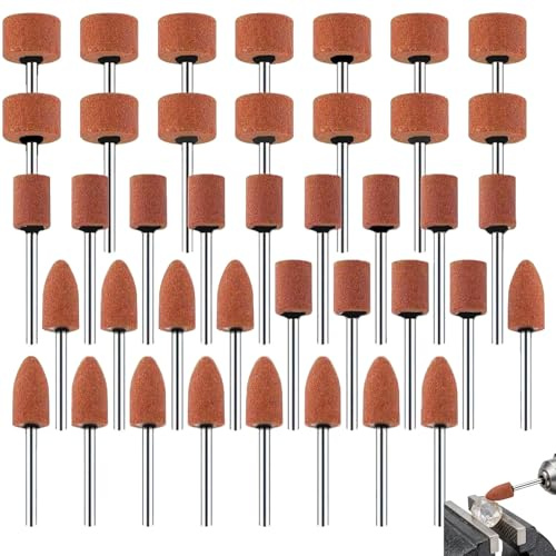 Spetsbst 42 Stück Korund Schleifspitze Set, Dremel Schleifaufsätze | Schleifaufsatz für Akkuschrauber mit 3 mm Schaft, zum Schärfen von Edelsteinen, Glas, Metallen und Holz