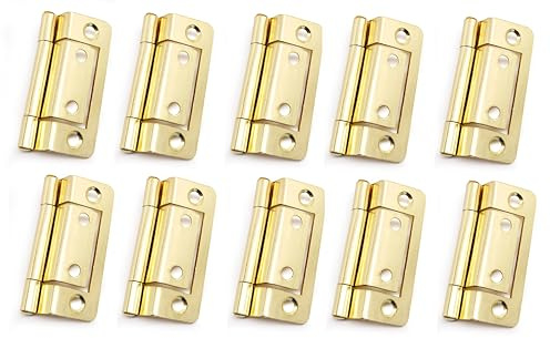 Double Cranked Cabinet/Door Flush Hinges, 50mm, Pack of 10 (Brass)