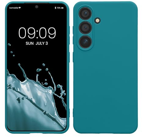 kwmobile Handyhülle für Samsung Galaxy S24 Hülle - weiches Handy Silikon Case - Schutzhülle Cover - Petrol matt