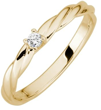 Lyomi Damen Ring 585/- Gold Glänzend Diamant Lab Grown gelb 0,05ct. 067370173-1