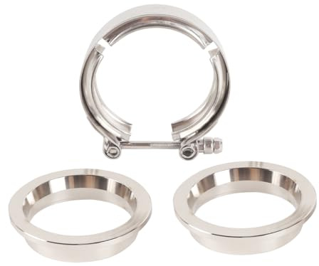 Riven V-Band-Klemmen-Kit, Edelstahl V-Band-Klemme Langlebiges Auspuffrohr mit Flansch für Auto-Auspuffrohr-Befestigungshalterung (2,5 )