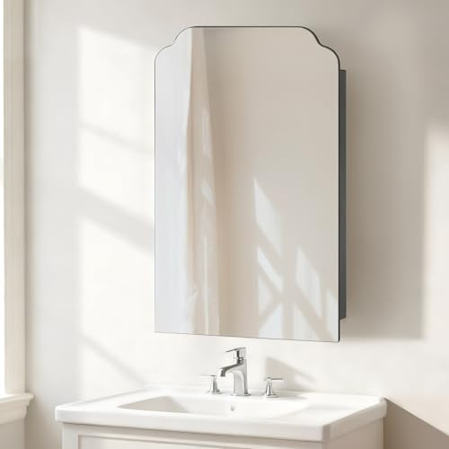 Lumibric Bathroom Cabinets with Mirror, Black Wooden, 73x43.5x15cm | Single Door, Wall Mounted, Bathroom Mirror Cabinet, Mirrored Cabinet for Bathroom,HD Mirrors, Storage, Adjustable Shelf