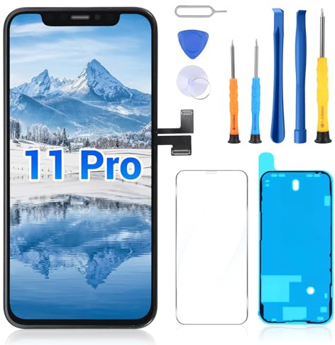 Quodudu Display für iPhone 11 Pro,5,8 Zoll LCD Bildschirm Ersatzset Full HD Touchscreen Digitizer Montage Reparaturkits