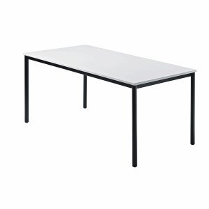 Besprechungstisch 1600x800mm Grau Fuß Rundrohr schwarz