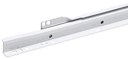 Metafranc Rollschubführung 500 mm - weiß - 25 kg Tragkraft - Mit Ausrollsicherung / Rollenauszug / Schubladenauszug / Schubladenschienen / 380689