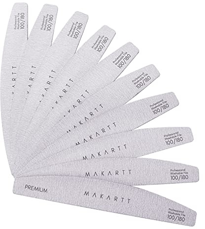 Makartt Nail File: Professional Nail Files, 100/180 Grit Emery Boards for Nails, 10 Pcs Zebra Doubled Sides Coarse Fingernail Filer for Acrylic and Extension Gel Removal Manicure Kit Salon Home Use