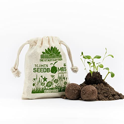 Die Stadtgärtner – Seedbombs „Wilde Wiese“ I 8 handgemachte Samenbomben mit 54 Arten von Blumen-Samen I Enthält u.a. Gänseblümchen, Kornnelken & Ringelblumen I 100% ökologisch & min. 2 Jahre haltbar