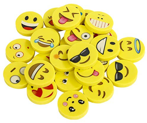 Emoji Kinder Radiergummi 144 Stücke Smiley Radierer Gastgeschenk Geschenke für Geburtstag Party Festival neues Jahr Weihnachten, gelb