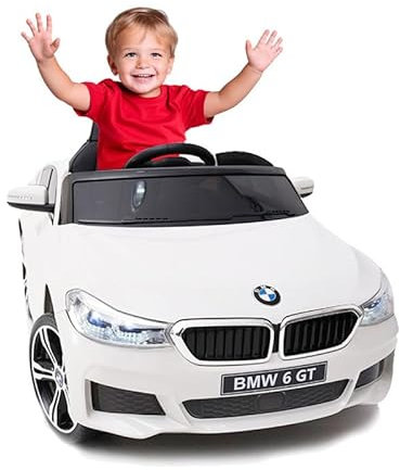 Macchina 6 GT con Licenza Ufficiale- Bianca - Auto elettrica per Bambini Batteria 12V Telecomando