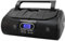 HANNLOMAX HX-318CD - Boombox portatile CD/MP3/USB, radio FM PLL, Bluetooth, 1 porta USB per la riproduzione di MP3, 1 porta USB per ricarica da 1 A, jack AUX, jack per cuffie, doppia fonte di