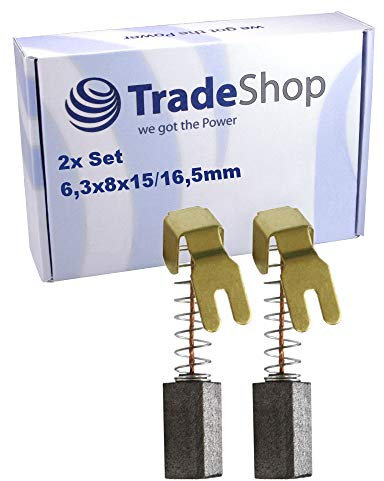 2x Kohlebürsten für viele Metabo Elektro-Werkzeuge (z.B. Metabo Bohrmaschine, Bohrhammer, Winkelschleifer uvm.) / Motorkohlen 6.3x8x15/16.5mm