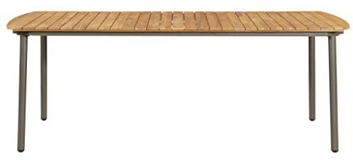 Festnight Gartentisch Industriell Holzlattendesign Balkontisch Terrassentisch 200x100x72 cm Akazie Massivholz und Stahl